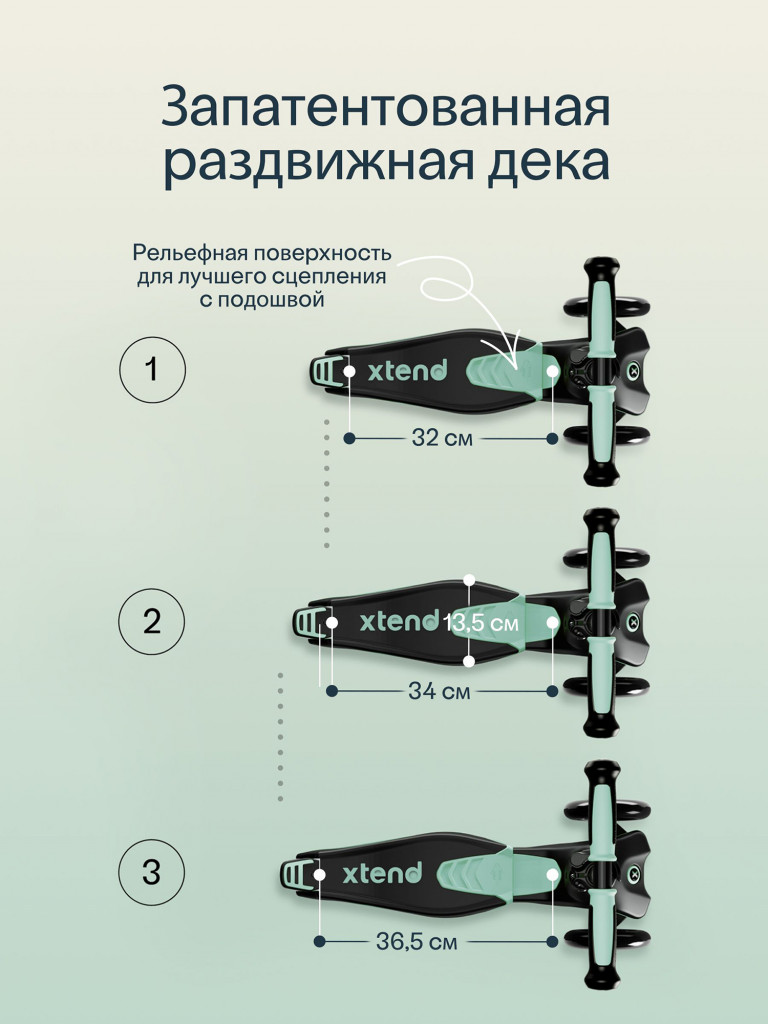Растущий складной трехколесный самокат-трансформер 3в1 SmarTrike Xtend Ride-on с ручкой и сиденьем, от 12 мес. до 12 лет