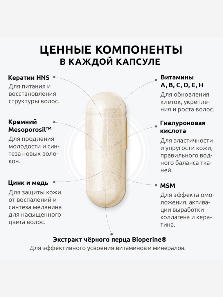 Витамины для красоты UltraBalance комплекс для волос, кожи и ногтей, 60 капсул