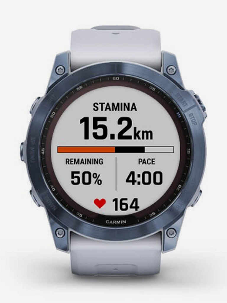 Часы Garmin Fenix 7X Sapphire Solar с подзарядкой от солнца, титановый синий минерал DLC с белым ремешком 010-02541-15