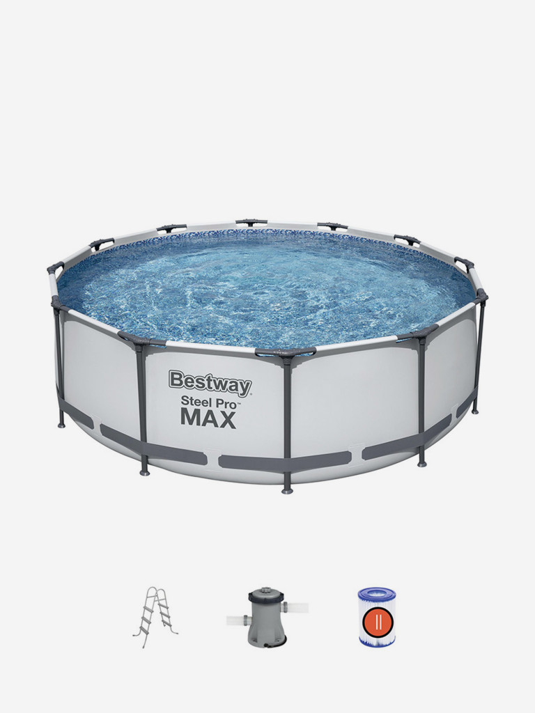 Бассейн Bestway 366 х 100 см Steel Pro Max 56418 каркасный + фильтр-насос + лестница , 9 150 л