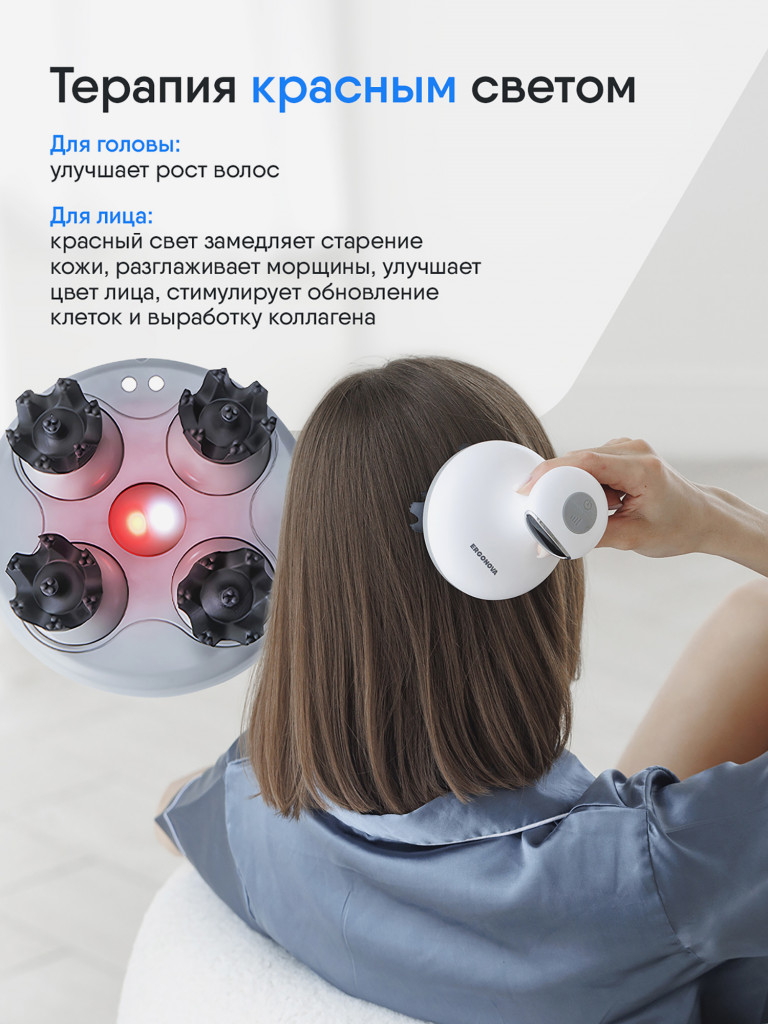 Массажер для головы, лица и тела с миостимуляцией и светотерапией Ergonova WellBeauty