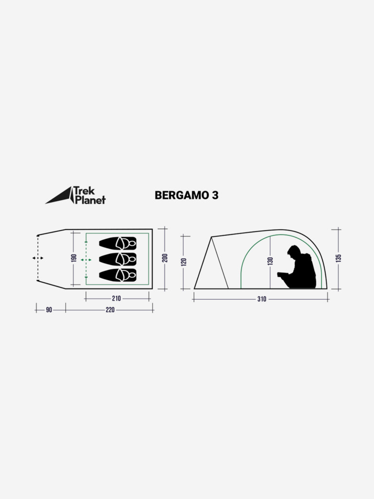 Трехместная двухслойная туристическая палатка Trek Planet Bergamo 3