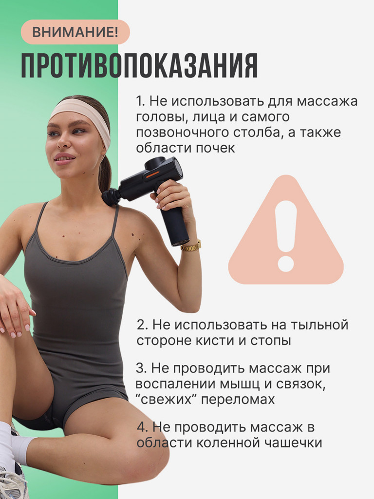 Перкуссионный массажер для тела SENNE, 3600 ударов в минуту, 4 вида массажа