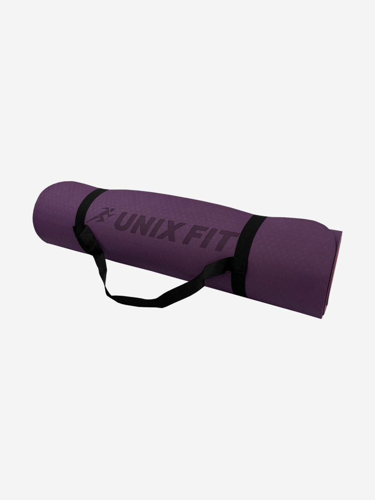 Коврик для йоги и фитнеса UNIX Fit двусторонний, 180 х 61 х 0,6 см, двуцветный, фиолетовый