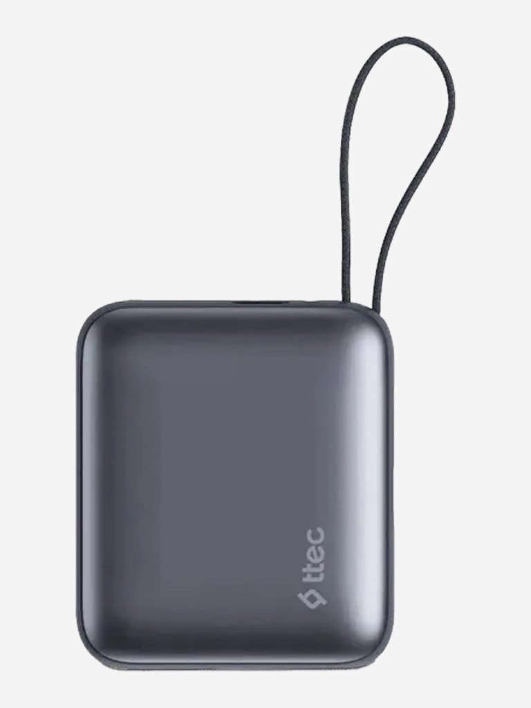 Внешний аккумулятор TTEC ReCharger Mini LCD 10000mAh USB-C PD 35W Powerbank со встроенным кабелем USB-C. Цвет: серый
