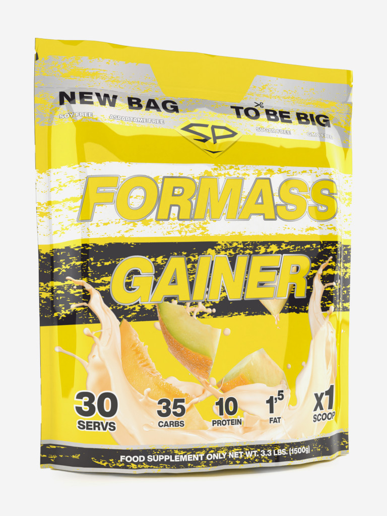 Гейнер Steelpower ForMass Gainer, 1500 г, 20% белка, 70% углеводов, 387 кКал, Сладкая Дыня