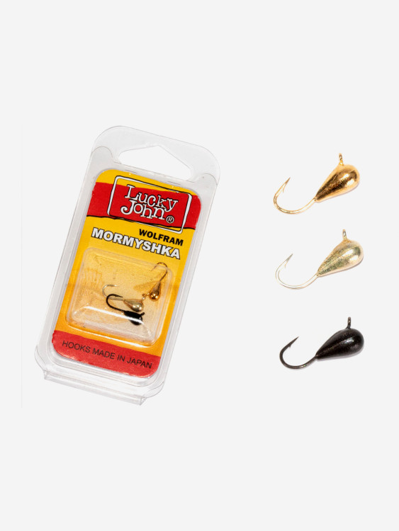 Мормышки вольфрамовые Lucky John 3шт набор 14 КАПЛЯ с петелькой MIX 030/G/S/B блистер