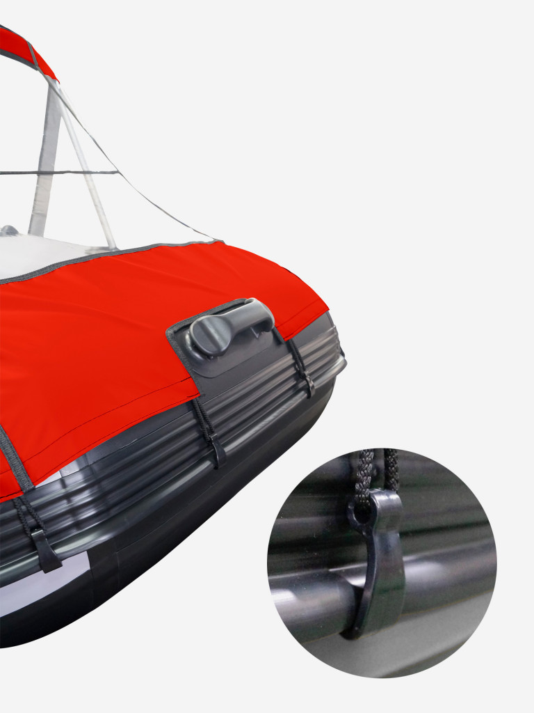 Носовой тент прозрачный для лодки ПВХ 300-340 НДНД (красный)