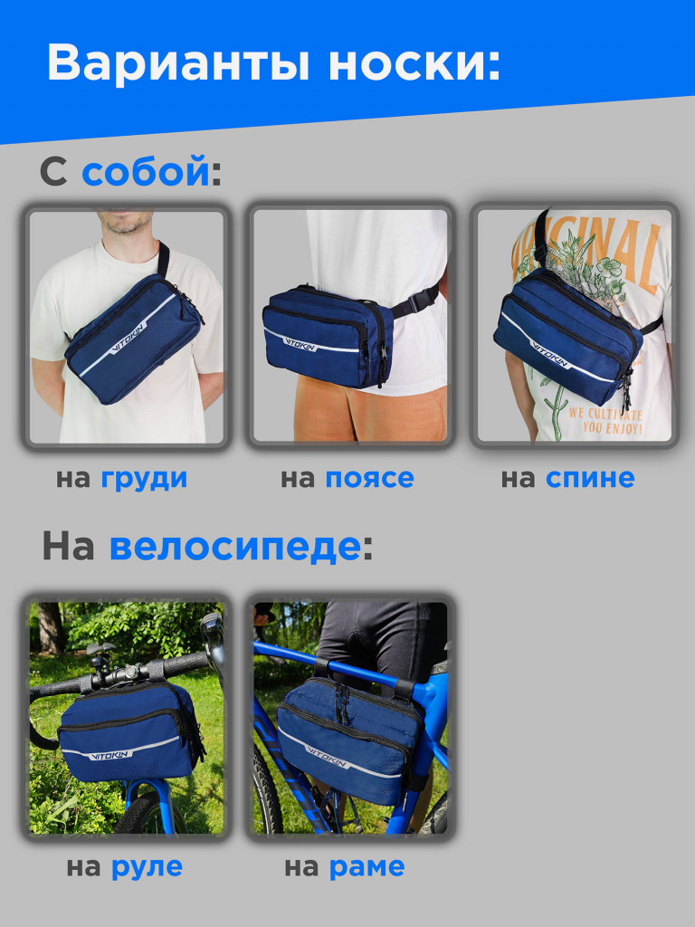 Велосумка на руль спортивная с ремнем для пояса VITOKIN
