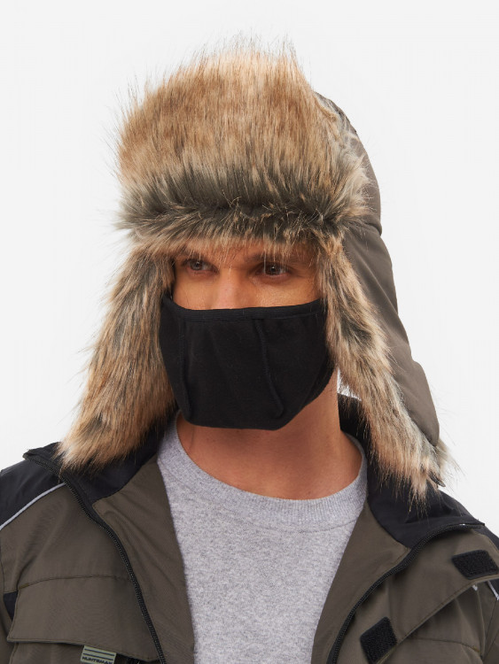 Шапка-ушанка мужская зимняя меховая с маской Huntsman Евро Енот