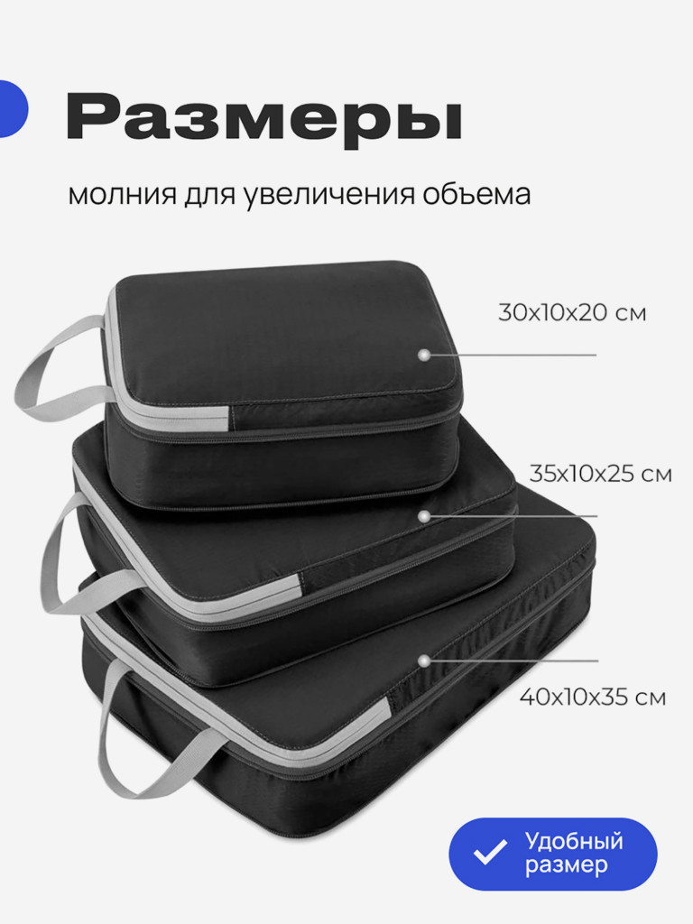 Комплект дорожных органайзеров RoadLike Travel Case, черный