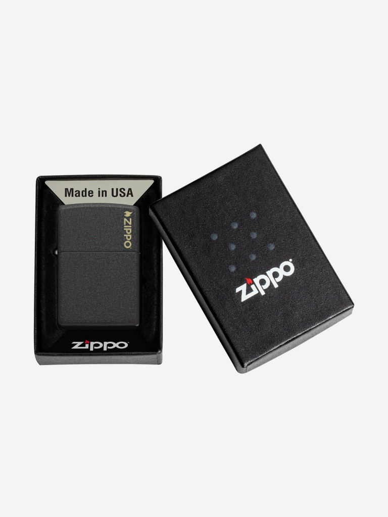 Зажигалка бензиновая ветроустойчивая Zippo Logo Classic Black Crackle