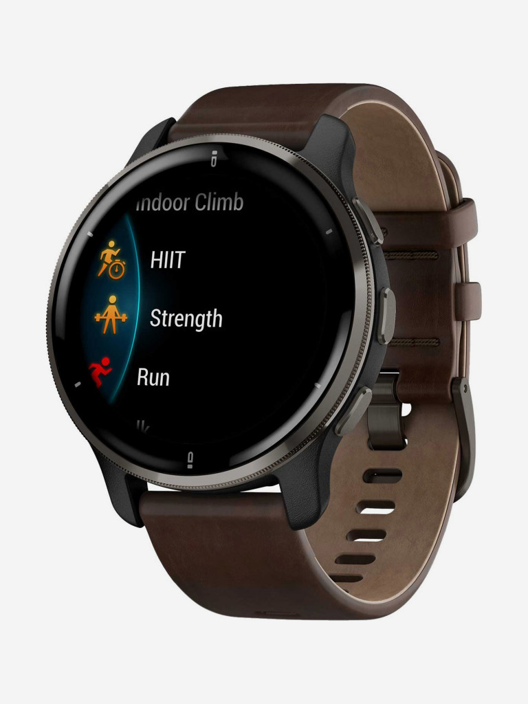 Спортивные наручные часы Garmin Venu 2 Plus Black Slate, Leather