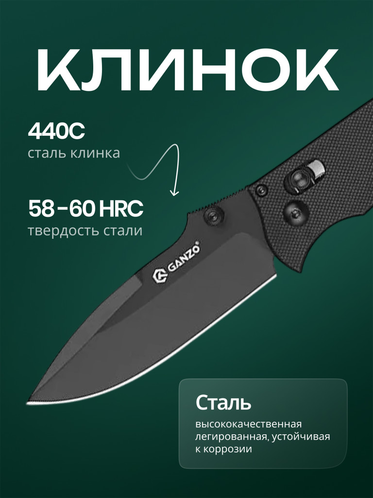 Нож складной Ganzo G704B-BK черный