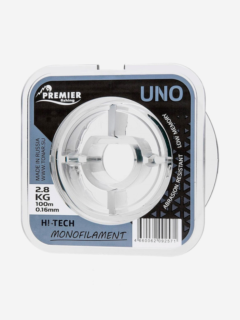 Леска для рыбалки Premier Fishing UNO Nylon 0,16мм, 100м, 2,8кг, прозрачный