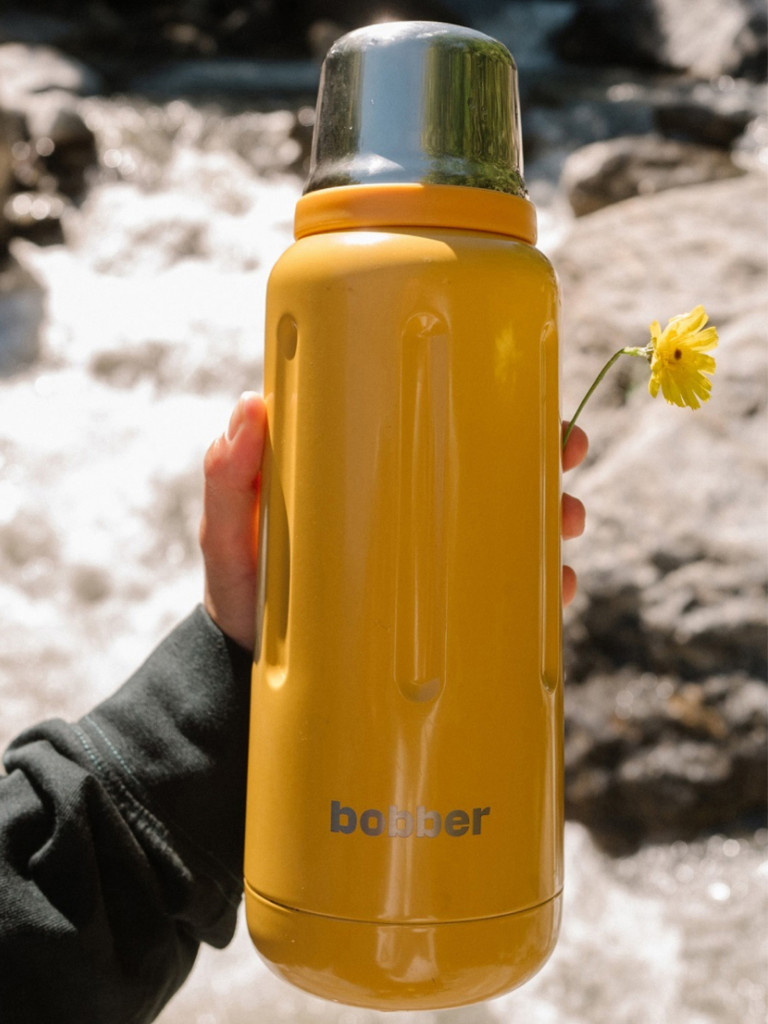 Термос вакуумный для напитков BOBBER Flask 770 мл пробка с каналами для налива, тепло до 36 часов, оранжевый