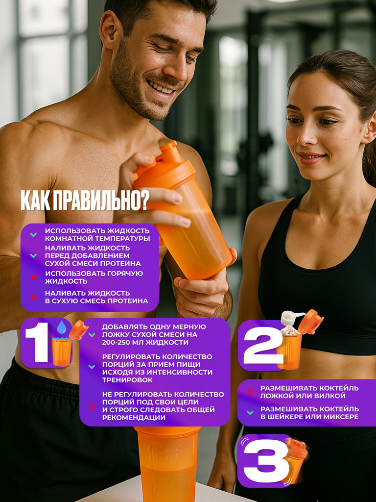 Протеин Сывороточный для похудения и набора набора мышечной PUREPROTEIN 810г, Шоколадный пломбир Whey protein