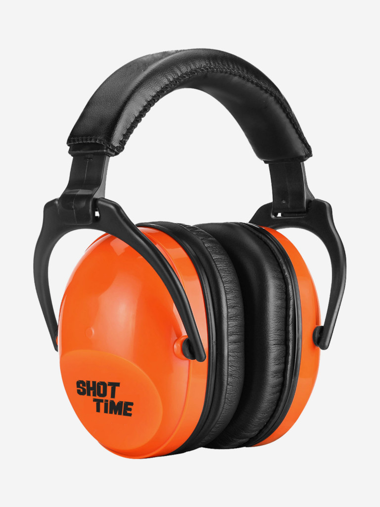 Наушники противошумные ShotTime 15 стрелковые, NRR 22dB, оголовье экокожа+полиуретан, амбушюры поролон, оранжевые, 200г