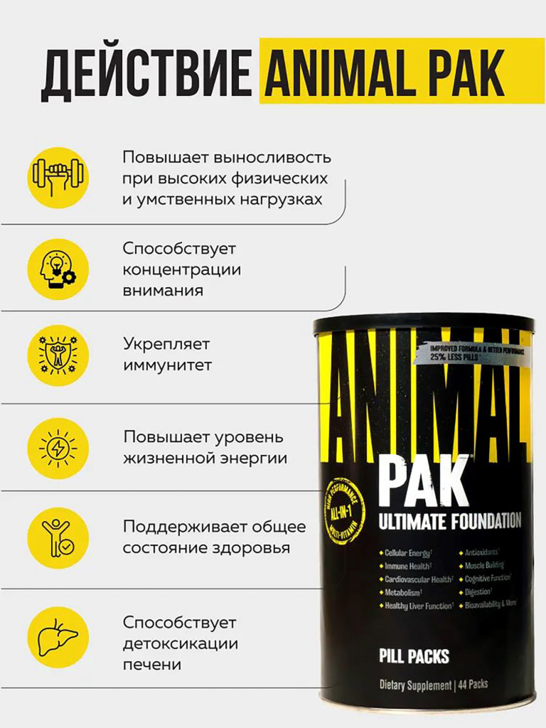 Набор спортивного питания Animal Pak 44 + Animal Flex 44 / энимал пак и энимал флекс, витамины комплекс