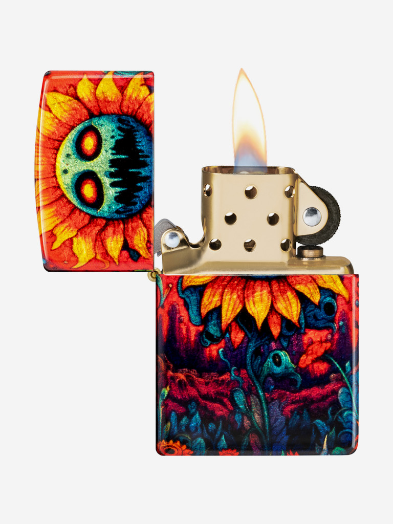 Зажигалка бензиновая ветроустойчивая Zippo Spooky Sunflower 540 Tumbled Brass