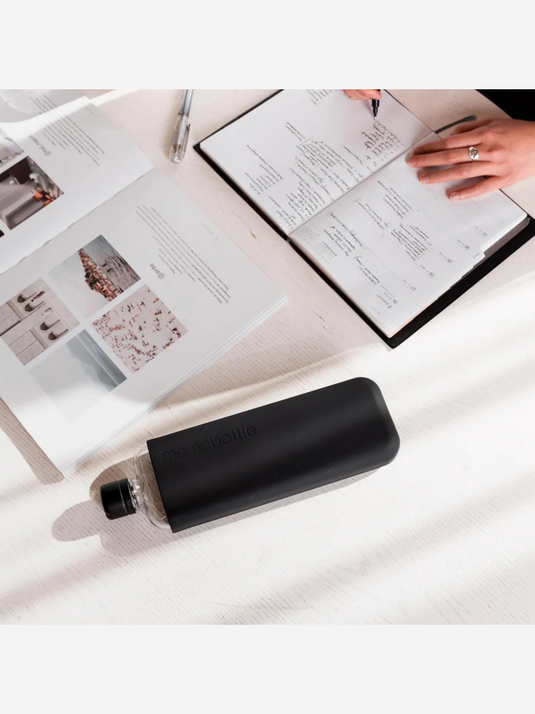 Бутылка с силиконовым чехлом Memobottle Slim, черный