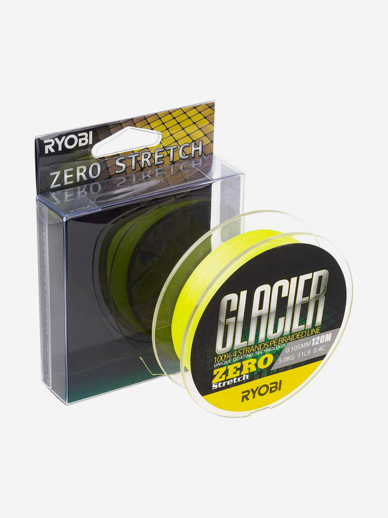 Шнур плетеный для рыбалки Ryobi GLACLER ZERO 120м, 0,105мм, 5кг, желтый