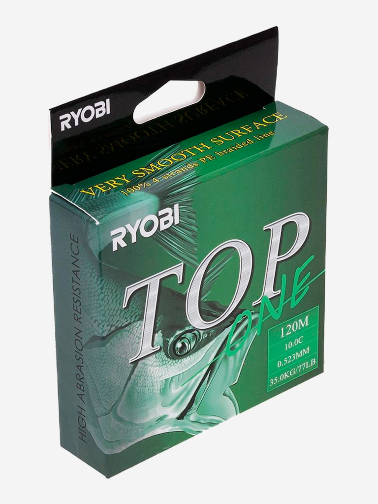 Шнур плетеный для рыбалки Ryobi TOP PE4X, 120м, 0,523мм, 35кг, темно-зеленый