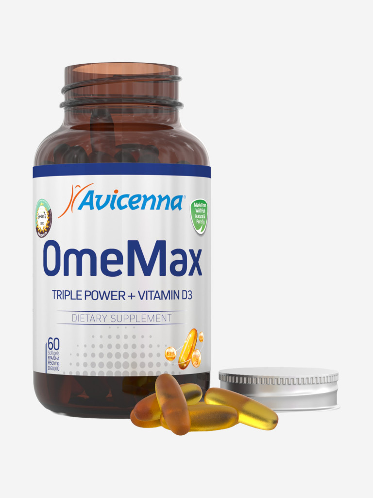 Avicenna® OmeMax Омега-3, высококонцентрированные жирные кислоты для мозга, сердца и сосудов, 920 мг, 60 капсул