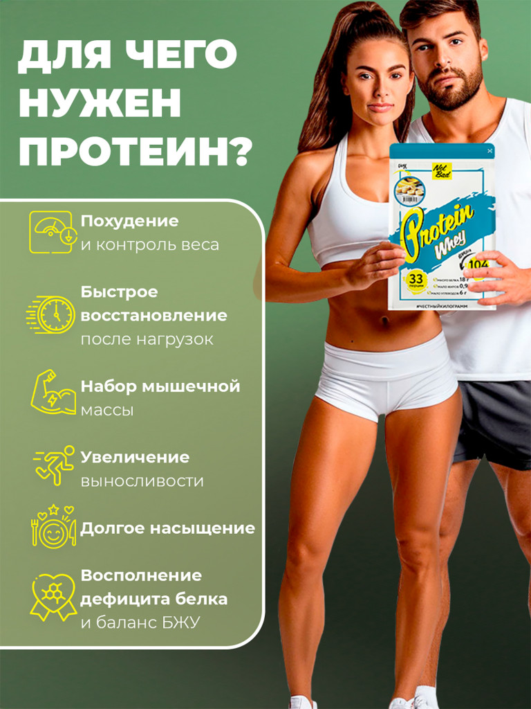 Протеин сывороточный, NotBad Whey Protein, 1000 г, Фисташковое мороженое