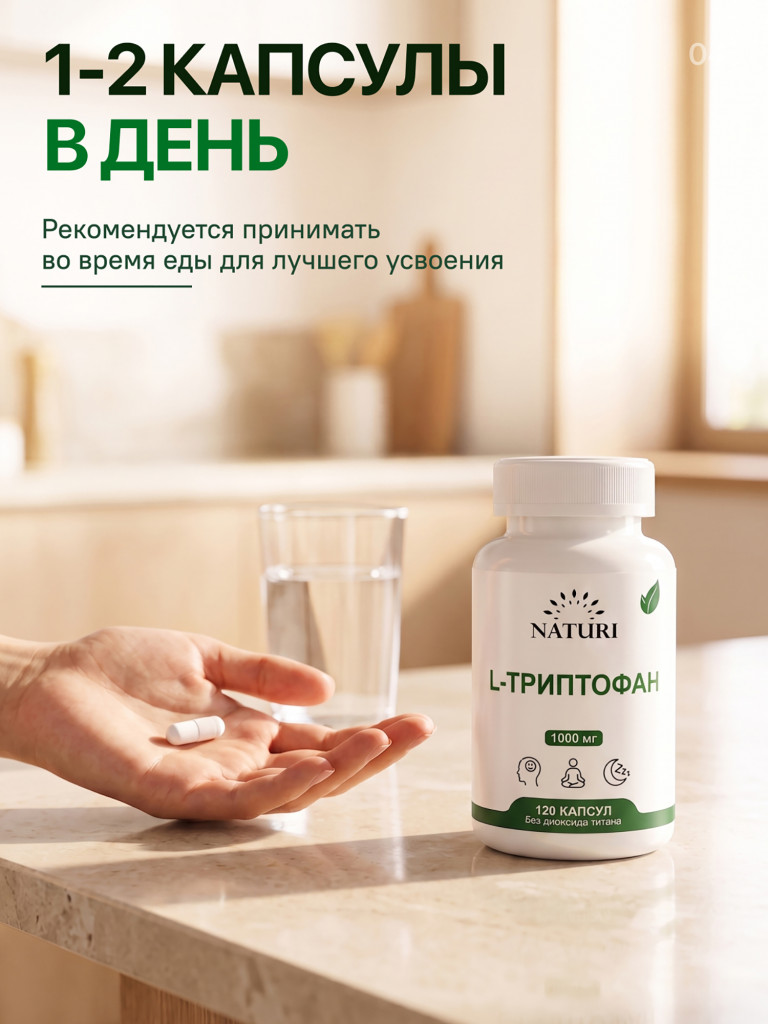 L-Триптофан NATURI, 120 капсул