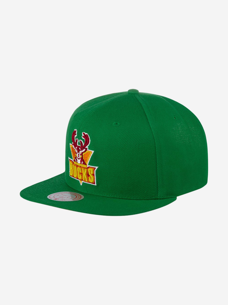 Бейсболка с прямым козырьком MITCHELL NESS 6HSSSH21296-MBUGREN Milwaukee Bucks NBA (зеленый)