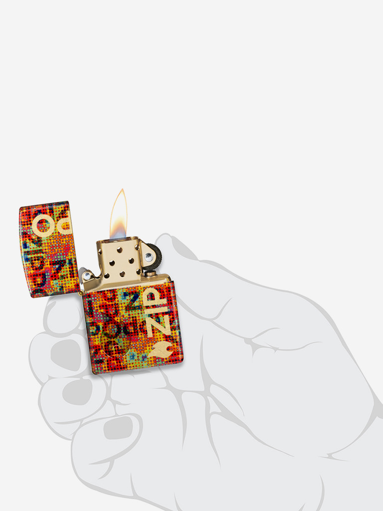 Зажигалка бензиновая ветроустойчивая Zippo Pixel Fusion 540 Tumbled Brass
