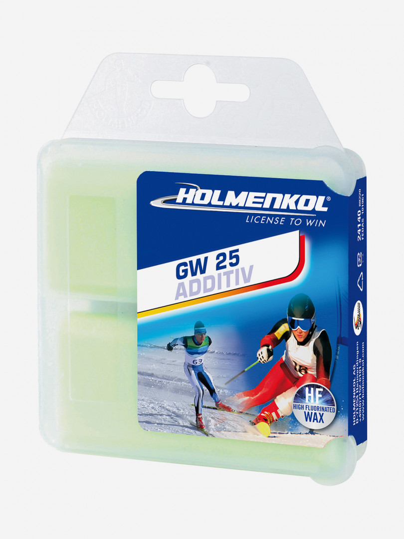 фото Мазь скольжения твердая для лыж и сноубордов holmenkol additiv high fluor gw 25, зеленый