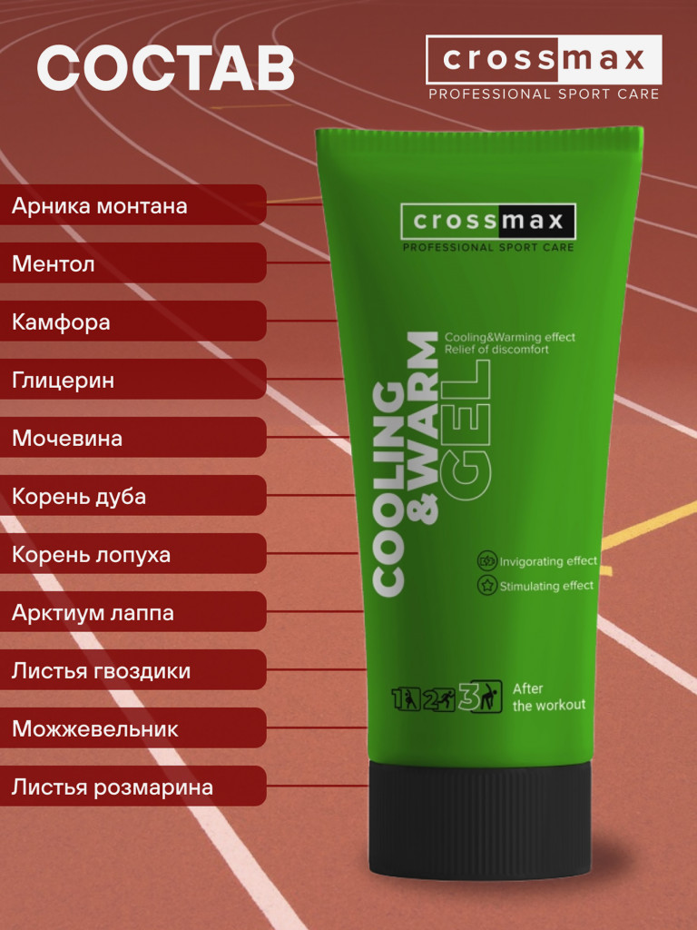 Охлаждающе-разогревающий гель CROSSMAX 100 мл от боли в суставах и мышцах
