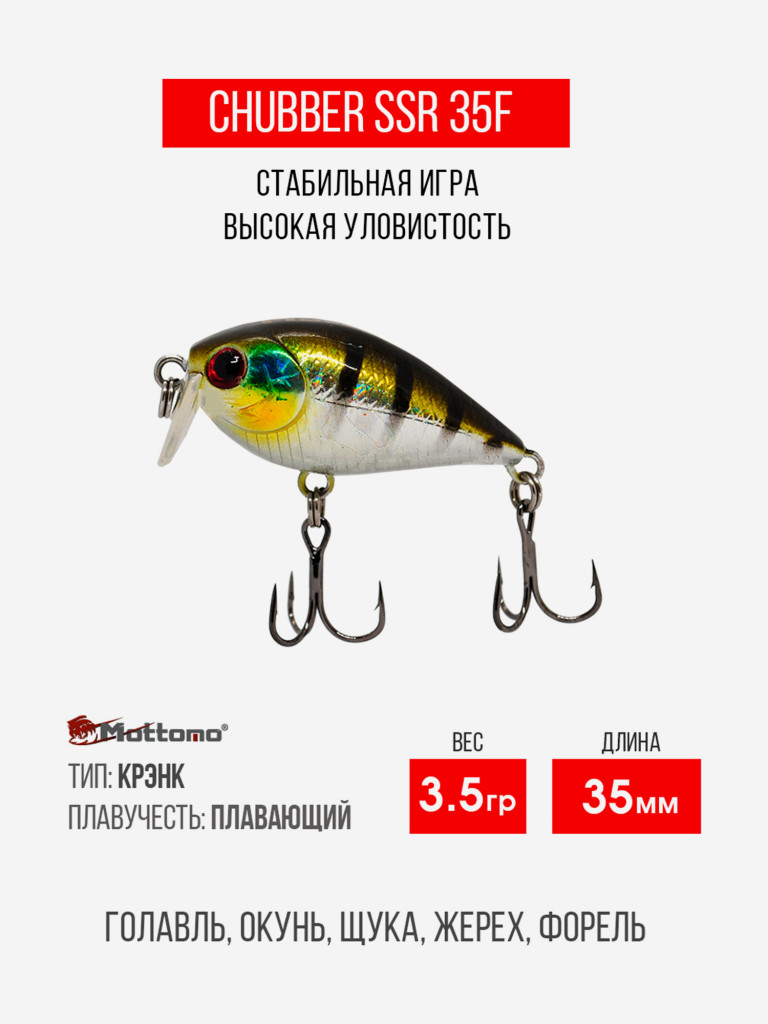 Воблер Mottomo Chubber SSR 35F 3,5g Bluegill Ghost