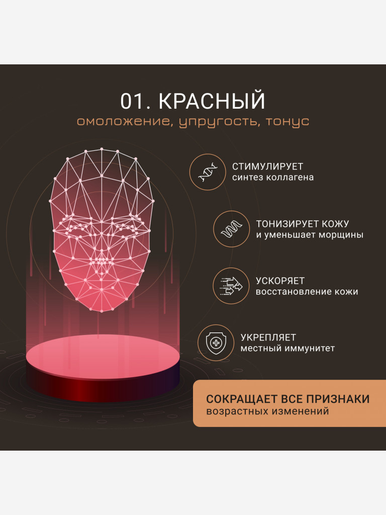 Светодиодная маска для омоложения лица и шеи, LED маска против морщин и воспалений, m1040, Gezatone