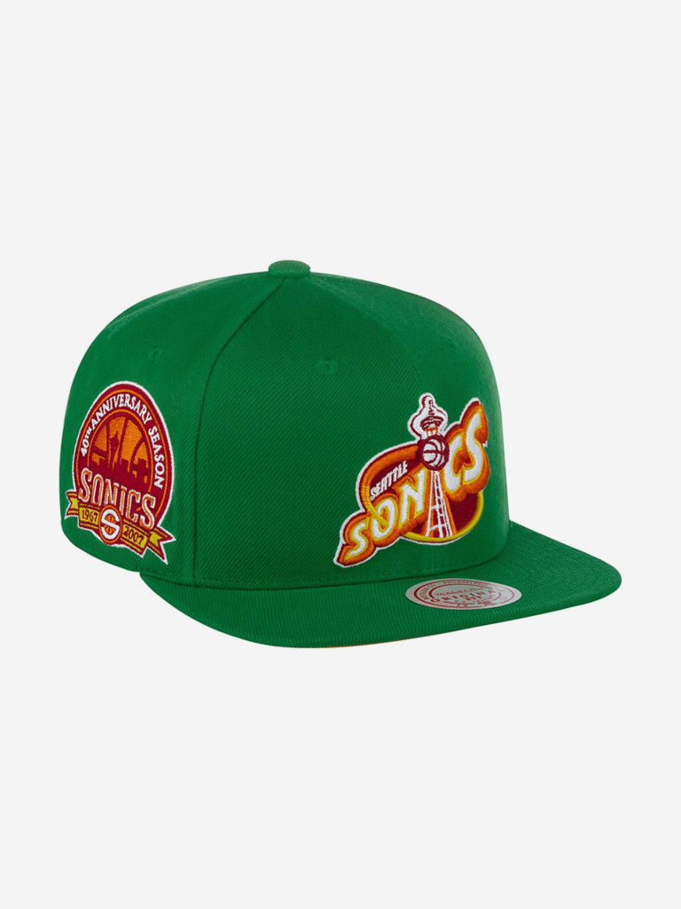 Бейсболка с прямым козырьком MITCHELL NESS 6HSSSH21296-SSUGREN Seattle Supersonics NBA (зеленый)