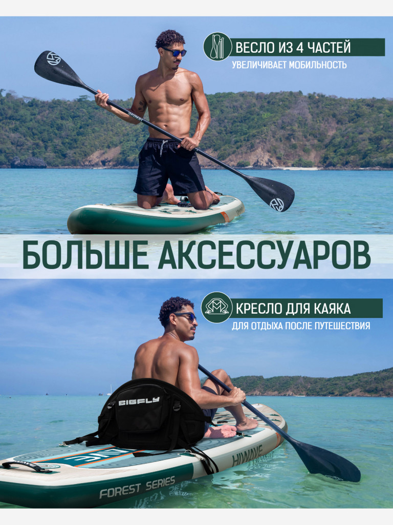 Надувная SUP-доска HIWAVE FOREST SERIES LIGHT, 11' 335*86*15 см сапборд