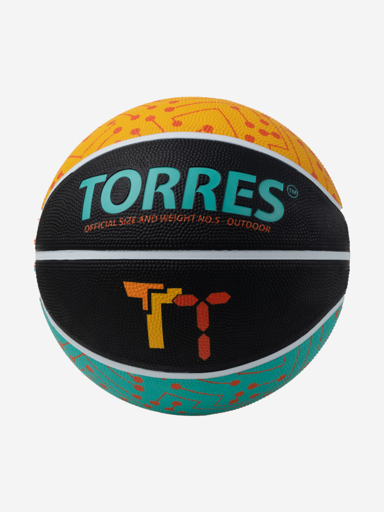 Мяч баскетбольный TORRES TT, B023155, р.5, резина, нейлон. корд, бут. кам., черный-мультиколор