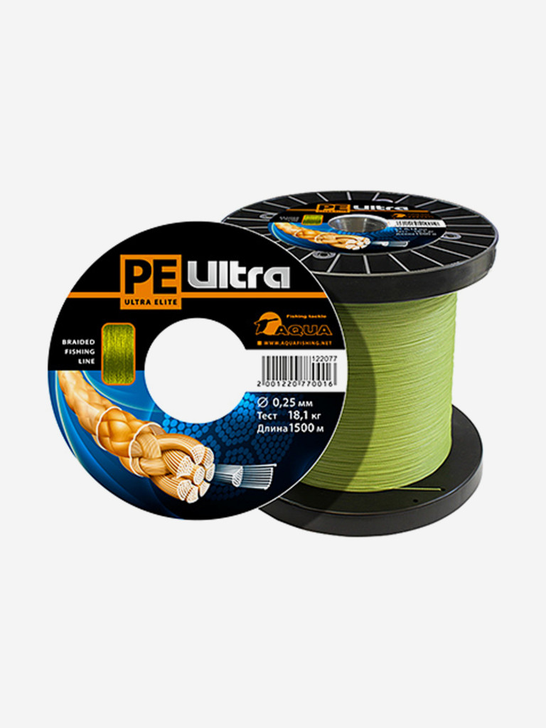 Плетеный шнур для рыбалки AQUA PE ULTRA ELITE Olive 0,25mm 1500m