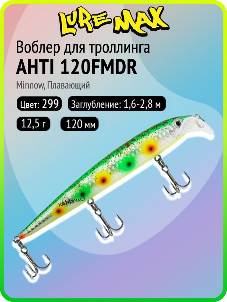 Воблер для рыбалки LureMax AHTI 120FMDR-299, 12,5 г, 120 мм, плавающий