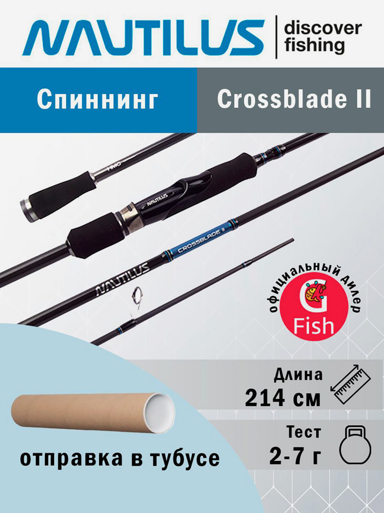 Спиннинг для рыбалки Nautilus Crossblade II CBS-II-702UL 214см 2-7гр