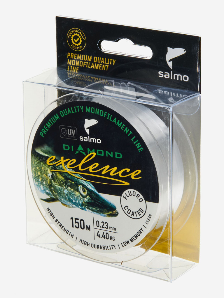 Леска флюорокарбон для летней рыбалки Salmo Diamond EXELENCE FLUORO COATED Clear монофильная длина 150 м, диаметр 0,23 мм