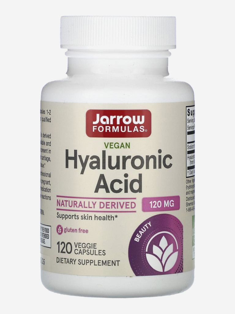 Натуральная Гиалуроновая кислота 120 мг, биодоступная, для молодости кожи и суставов, Jarrow Formulas Hyaluronic Acid, 120 vcaps