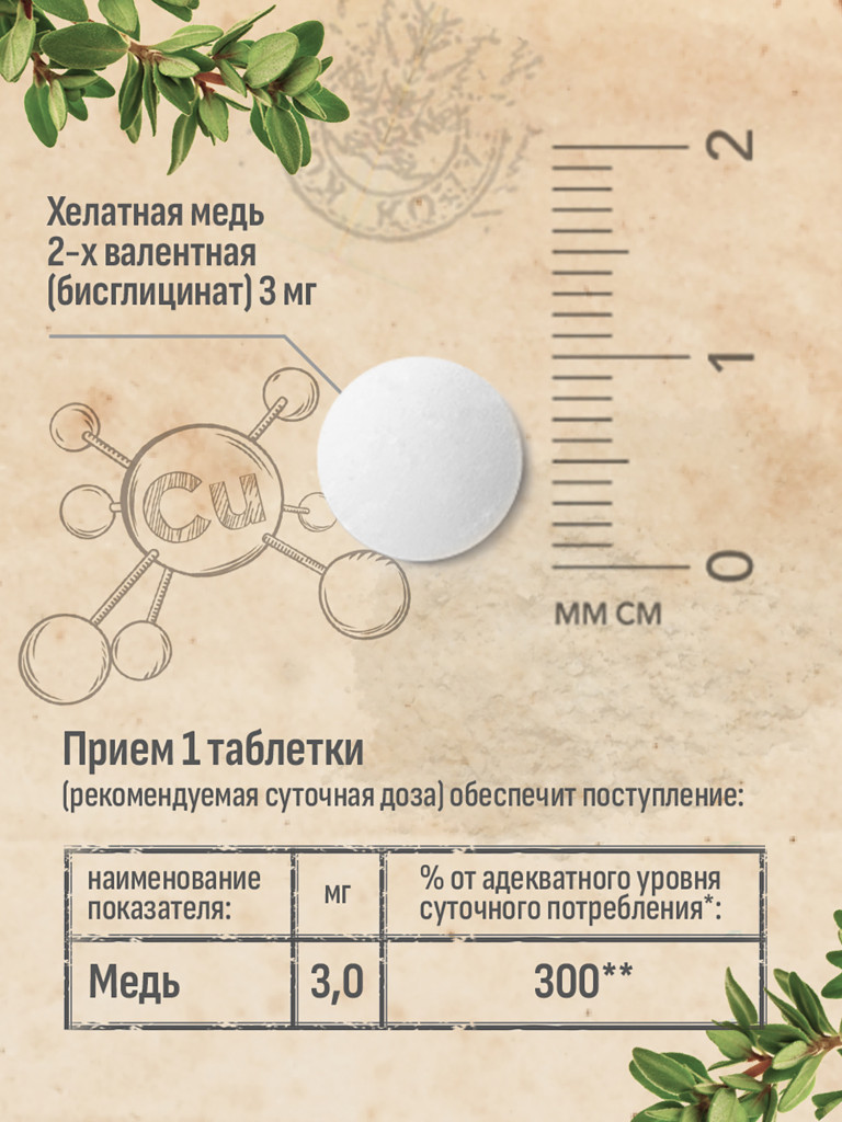 Медь хелат MedCraft, 3 мг, 60 табл.