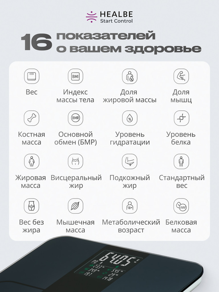 Комплект HEALBE Start Control Умный фитнес браслет GoBe3 и умные весы Scale, цвет фиолетовый/черный