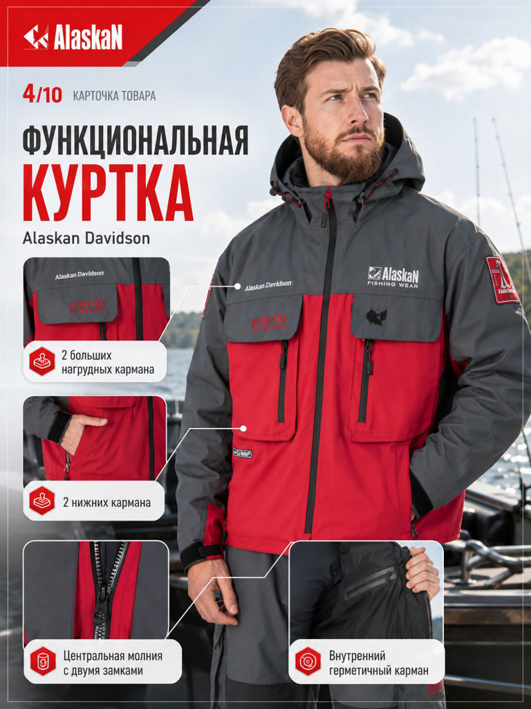 Костюм лодочный Alaskan Davidson (куртка+полукомбинезон) для рыбалки и охоты