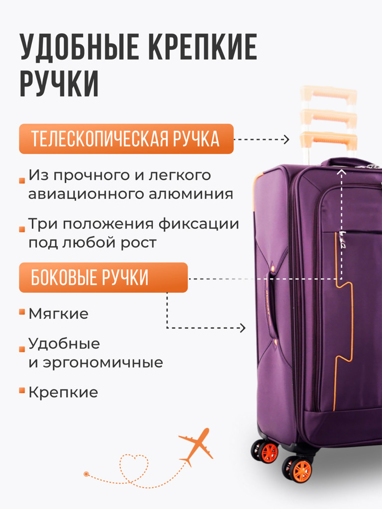Чемодан Tevin m средний тканевый неубиваемый
