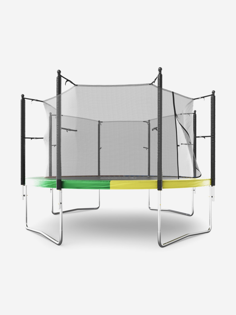 Батут каркасный UNIX Line Simple 12 ft Color с внутренней защитной сеткой, общий диаметр 366 см, до 150 кг, большой, детский батут для улицы UNIXLINE