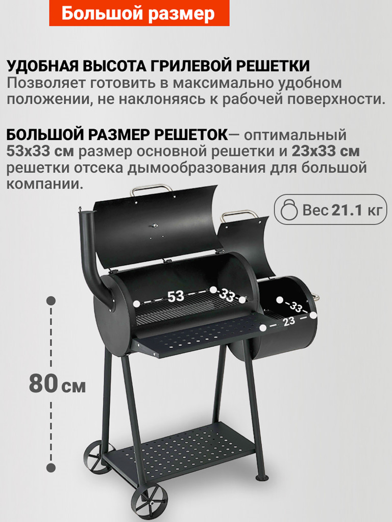 Угольный гриль барбекю Go Garden CHEF-Smoker 60
